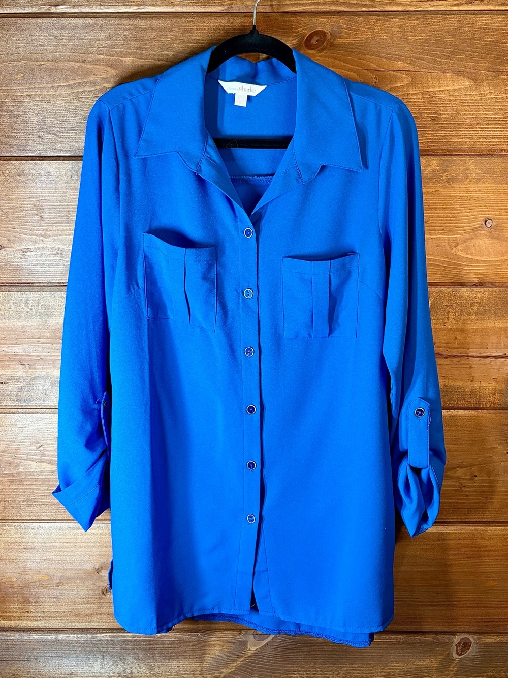 Charming Charlie Royal Blue Button-Down Tunic Shirt Size Medium 💕💙